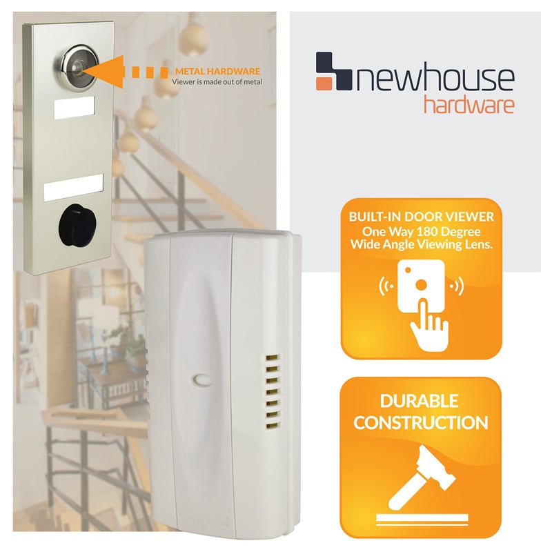 Newhouse Hardware 2-Note Mechanical Door Bell Chime and Door Button with Viewer, Silver - Image 3